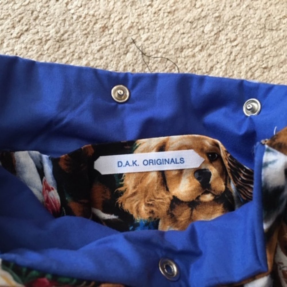 CUTE****Handmade Dog Print Cloth Fabric Lined Bag Dbl Snap Closure - Picture 4 of 6